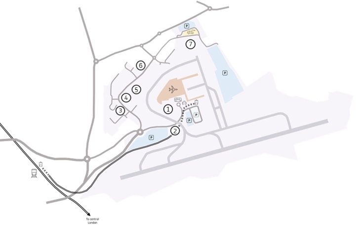 Cycle parking map showcasing all the areas surround the airport you can put your bike