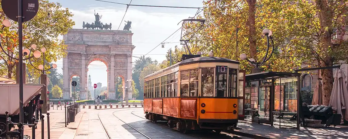Street view of Milan, Italy