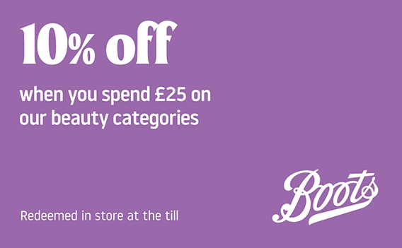 10% off when you spend £25 on beauty products with Boots this Easter at London Luton Airport