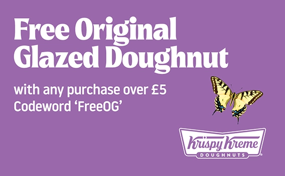 Free original glazed doughnut with any purchase over £5 at Krispy Kreme this Easter at London Luton Airport