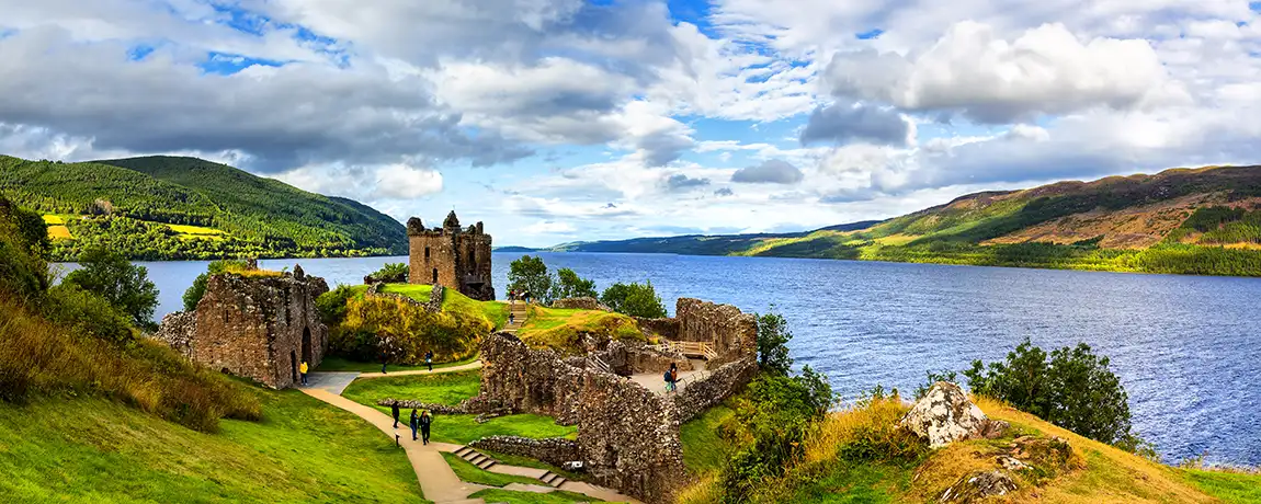 Ruins of Urquhart Castle along Loch Ness, Inverness, Scotland