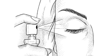 Female spraying Optrex ActiMist™ 2in1 Eye Spray into eye