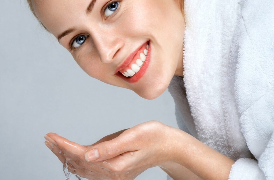 Female washing face