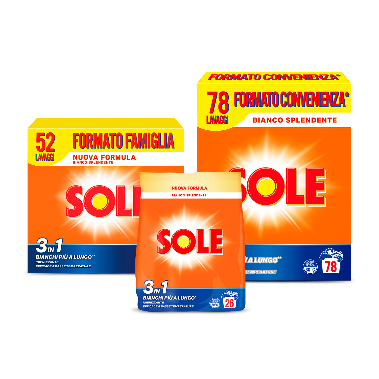 Sole Detersivo in Polvere Bianco Splendente