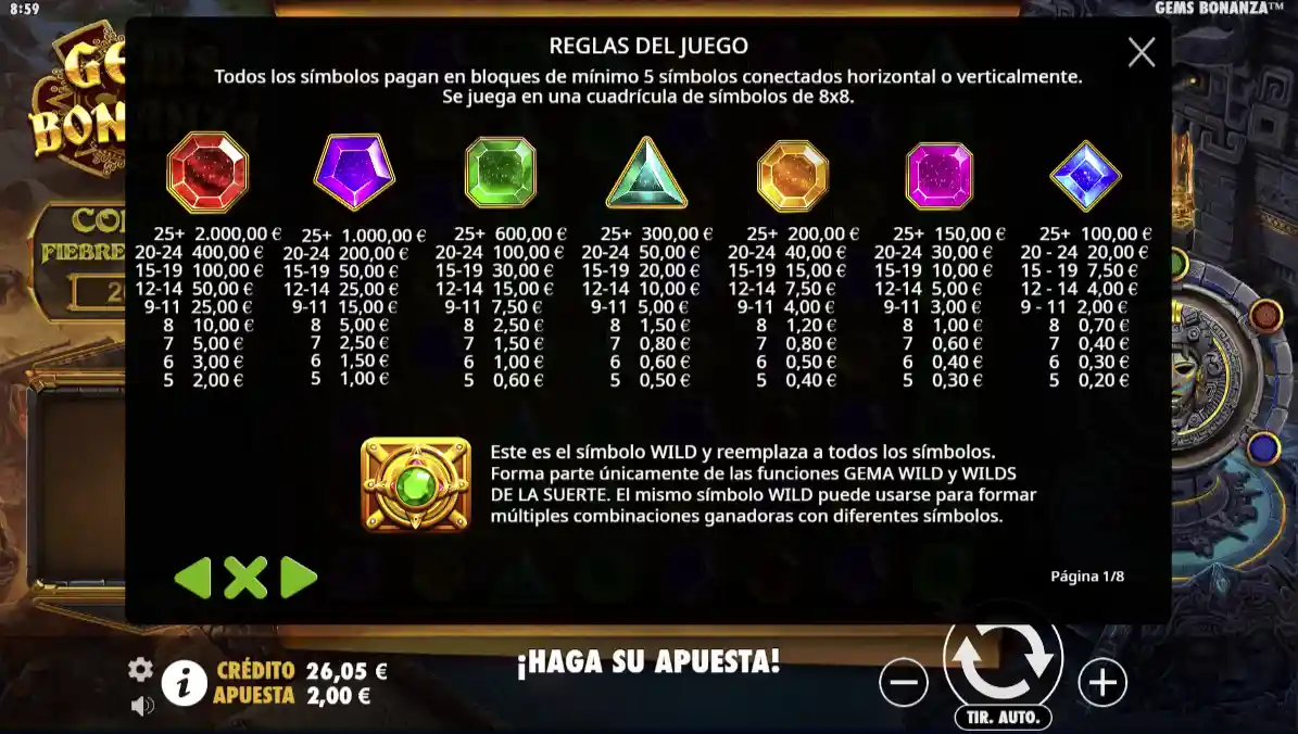 Gems Bonanza slot - Símbolos