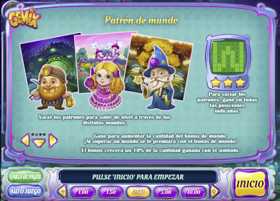 Tragaperras Gemix - Mini juegos