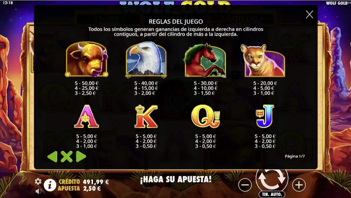 Tragaperras Wolf Gold - Símbolos