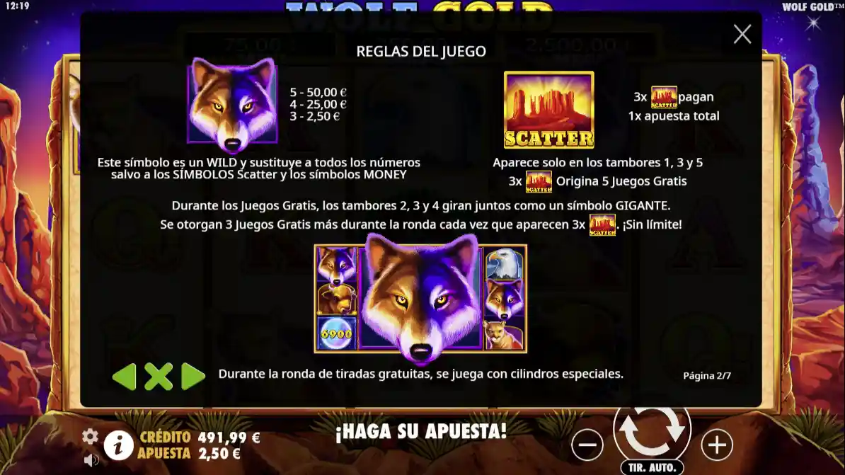 Tragaperras Wolf Gold - Tiradas gratis