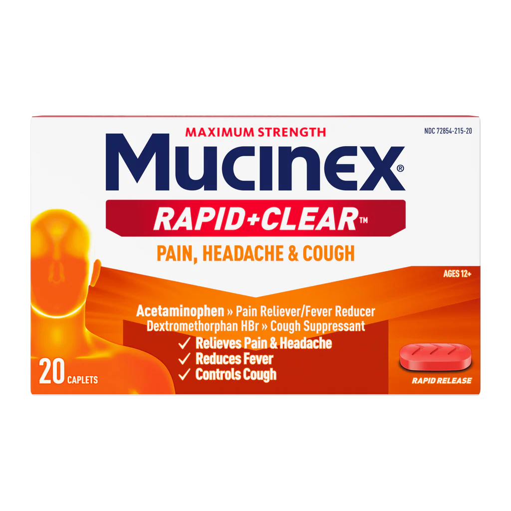 Mucinex<sup>®</sup> Rapid Clear<sup>®</sup> Pain, Headache and Cough Caplets