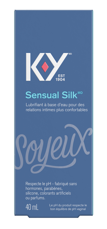 Avant d’un emballage de lubrifiant K-Y — Liquide Sensual Silk