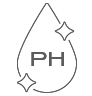 A liquid droplet and the text pH within the droplet to show the K-Y® product is pH friendly. 