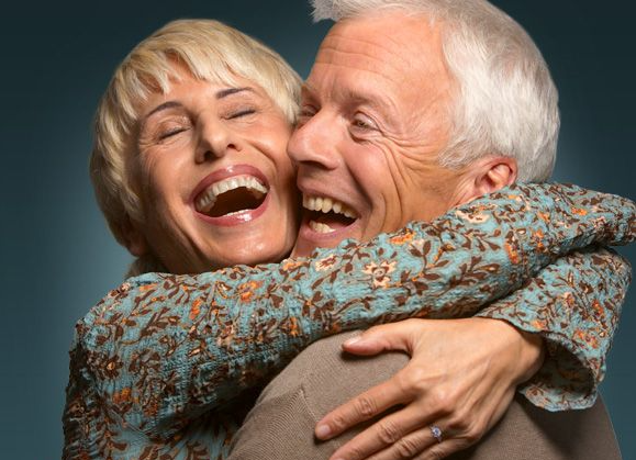 Mature couple hugging each other