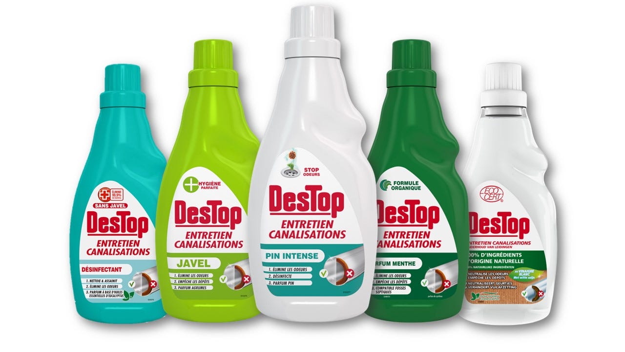 Destop Maintainer Pin 1,5L, Javel 1,5L et Javel 750ml