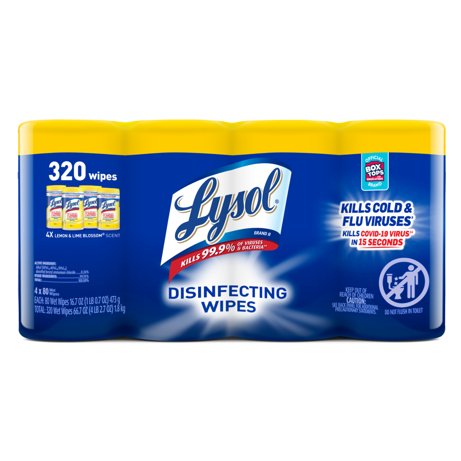 Disinfecting Wipes Lemon & Lime Blossom® 4x80 ct. | Lysol US