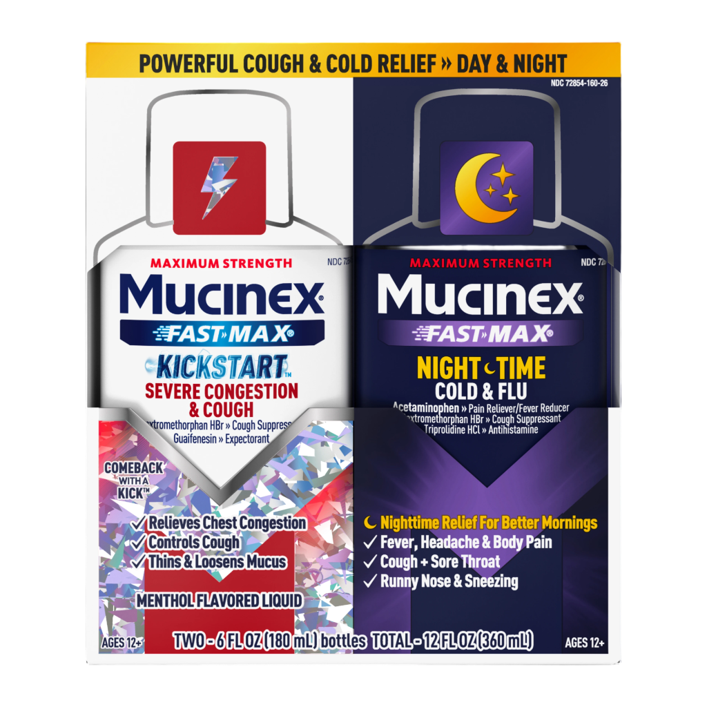 Mucinex Fast-Max Kickstart Severe Congestion & Cough & Mucinex Nighttime Cold & Flu - 2x6 fl oz