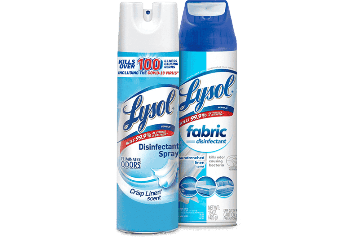 Two Lysol disinfectant sprays