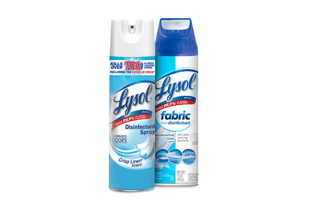 Two Lysol disinfectant sprays