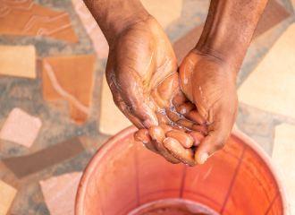 a person washing his hands