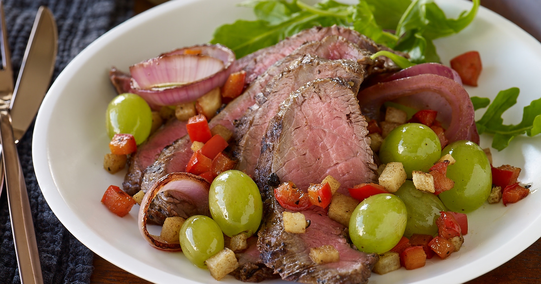 Marinated Flank Steak With Roasted Grape and Jicama Salsa