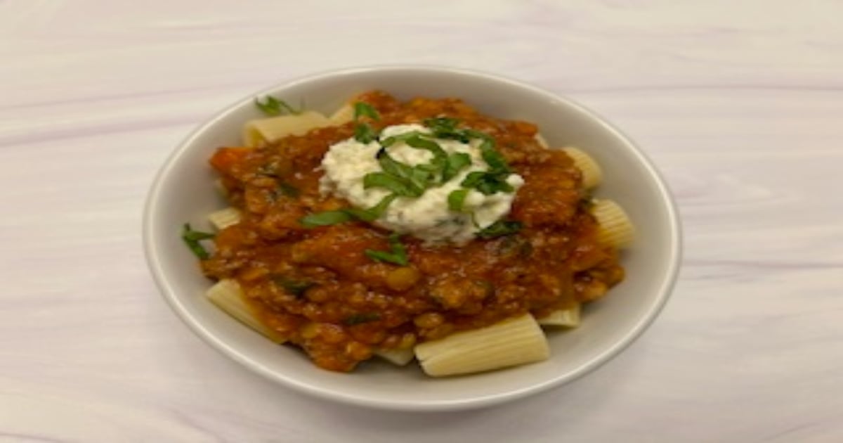 My Signature Dish: Rigatoni Bolognese w Lentils and Lemon Ricotta