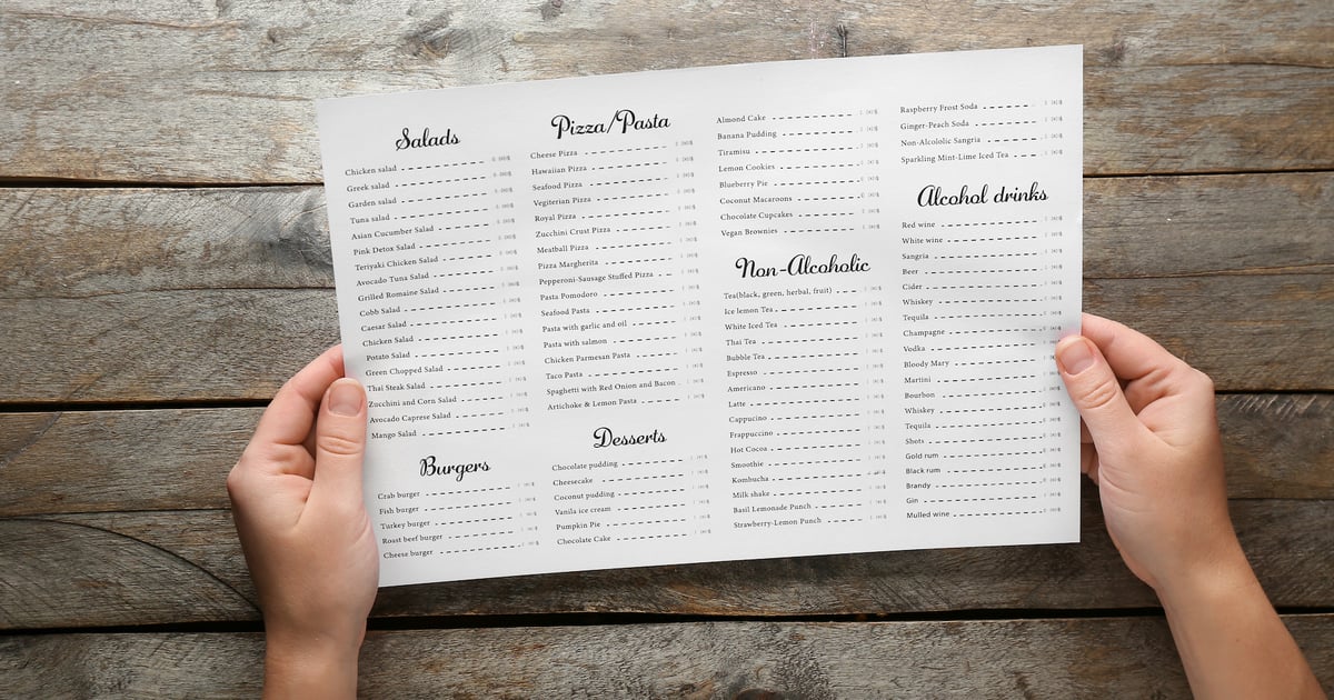 Is it OK to print menus without prices?