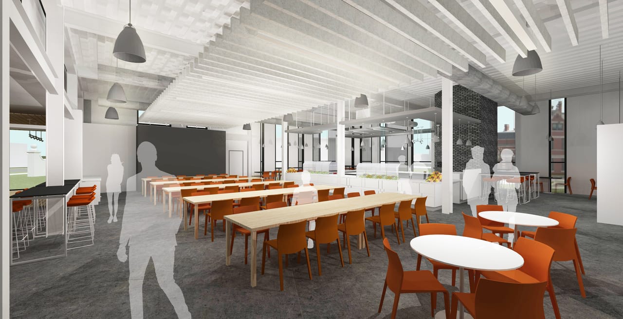 Inside a modern dining hall that makes a statement