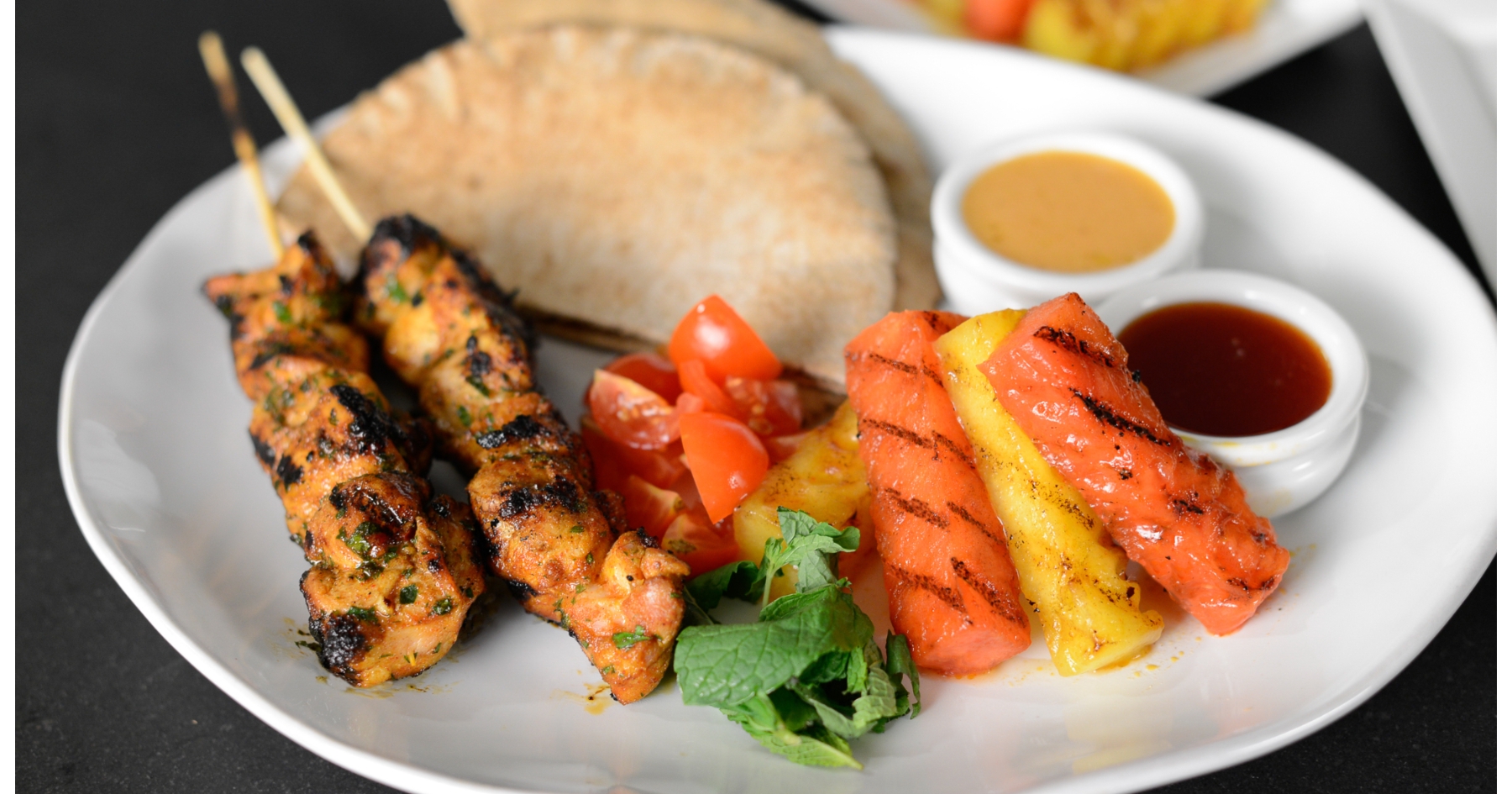 Watermelon Molasses Glazed Moroccan Chicken Kebabs