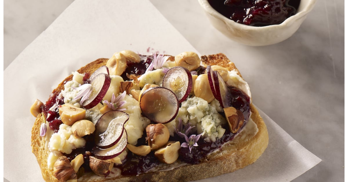 Toasted Blue Blue Cheese and Pickled Grape Toasts