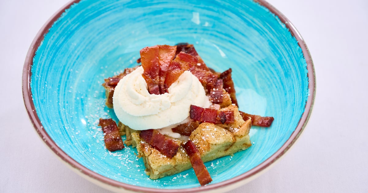Bread Fudding Brioche Bread Pudding with Candied Bacon & Maple Chantilly Cream