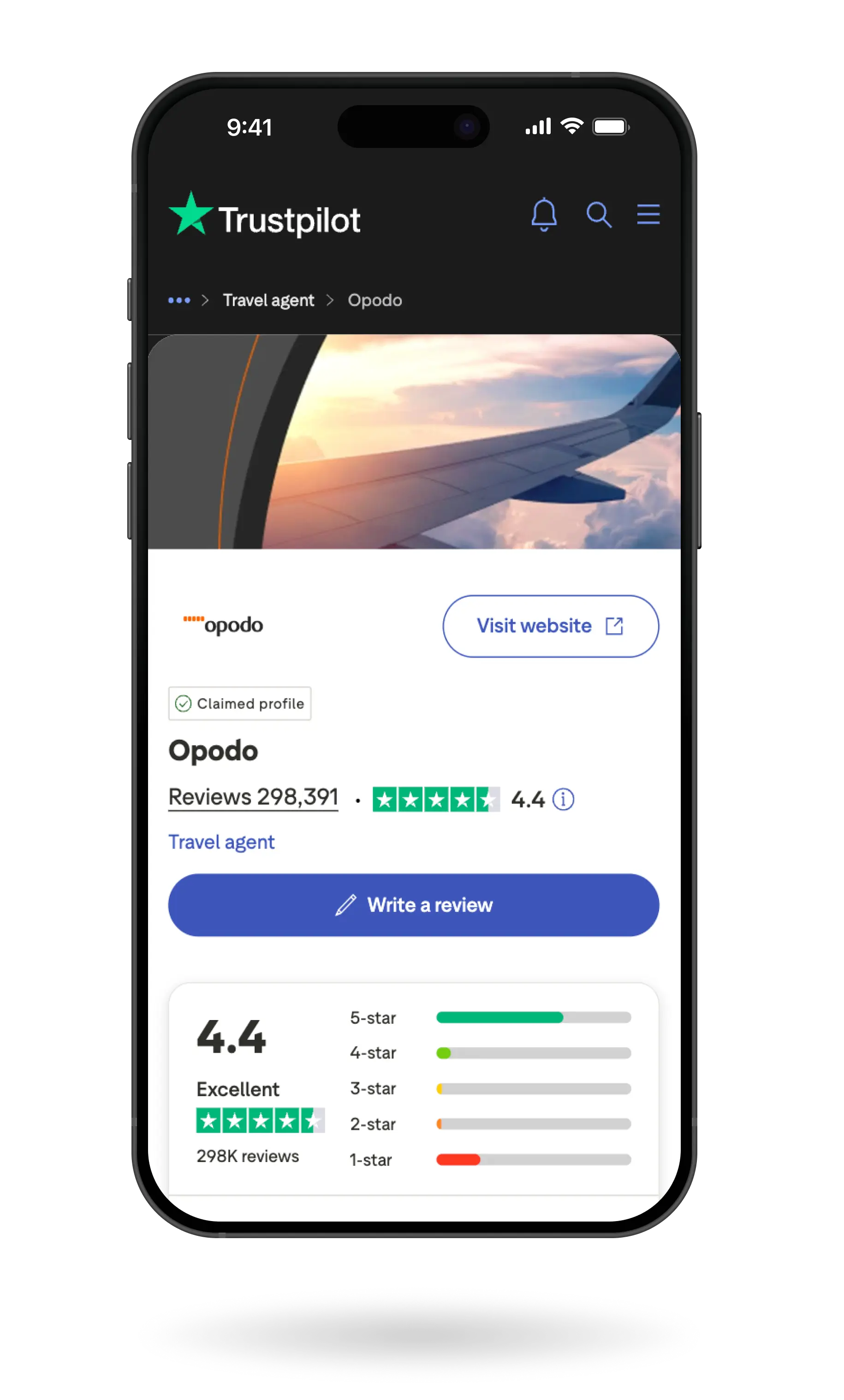 Trustpilot app mockup