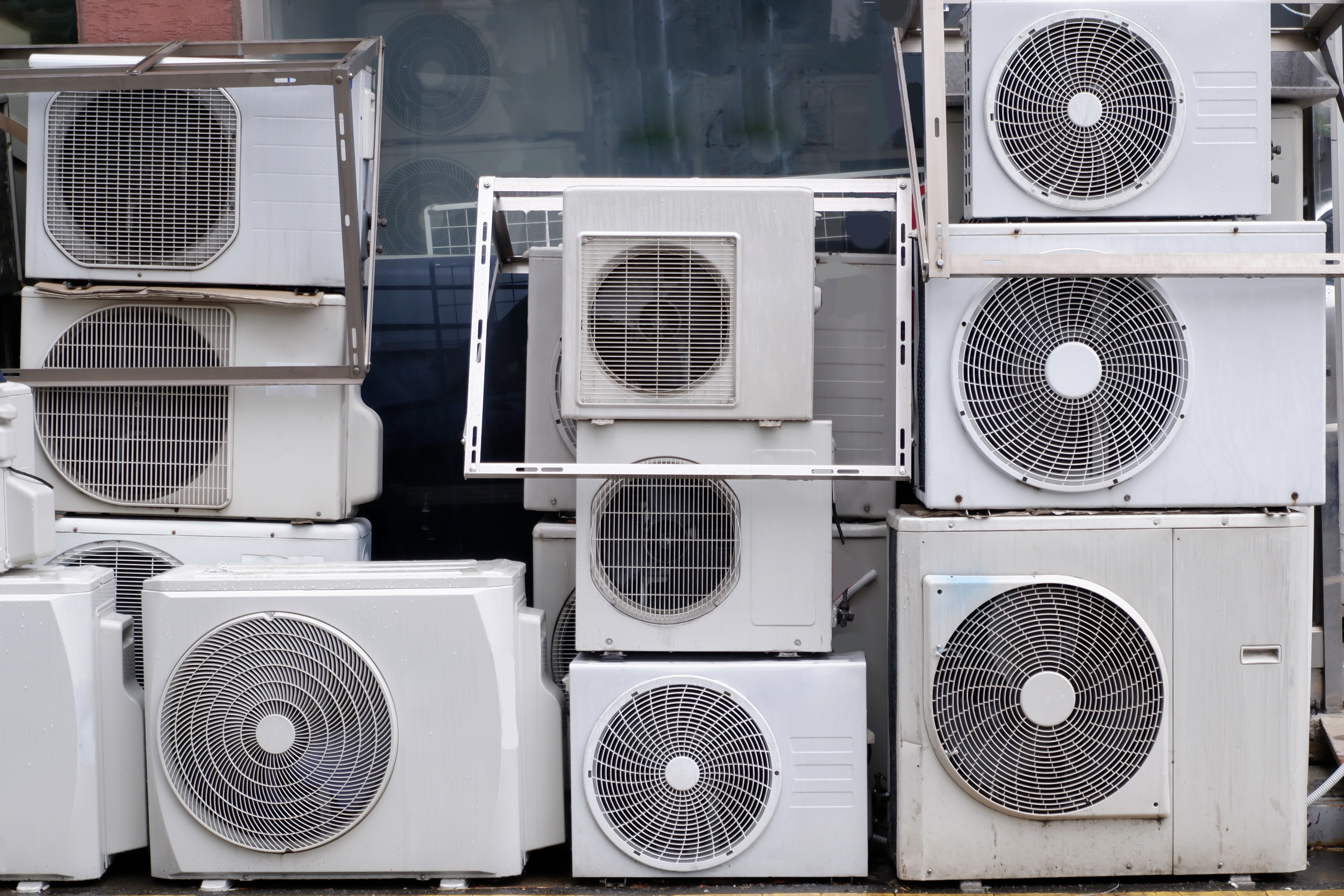 Air conditioners outside a house