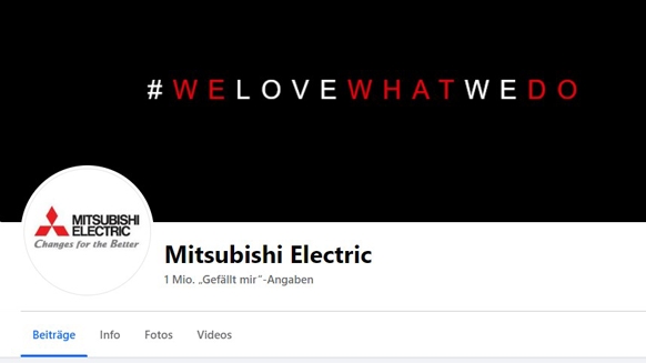 Facebook Profil von Mitsubishi Electric