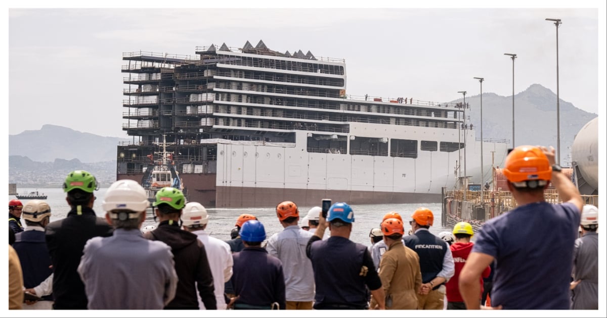 Bow section of Explora V launched in Palermo
