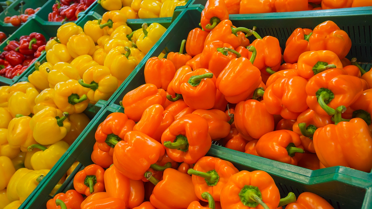 supermarket produce section bell peppers supermarket produce section bell peppers