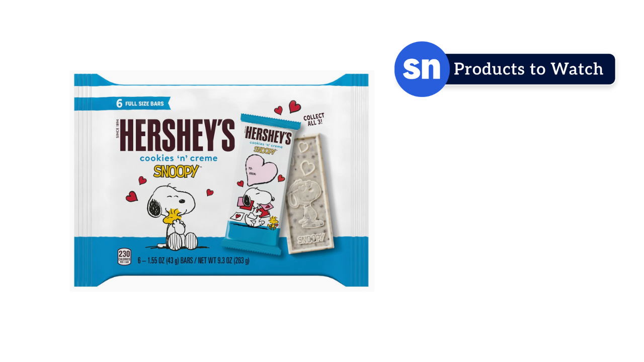 A package of Hershey's Cookies 'n' Creme Snoopy Candy Bars.