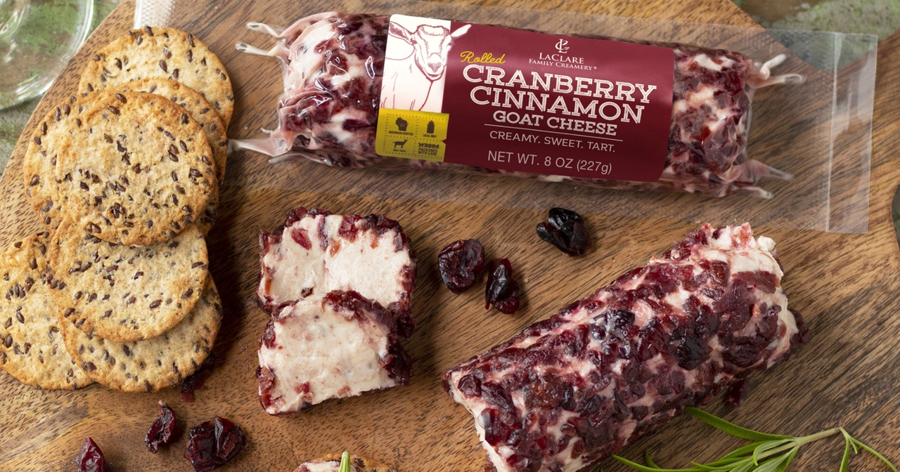 Rolled Cranberry Cinnamon Goat Cheese Log