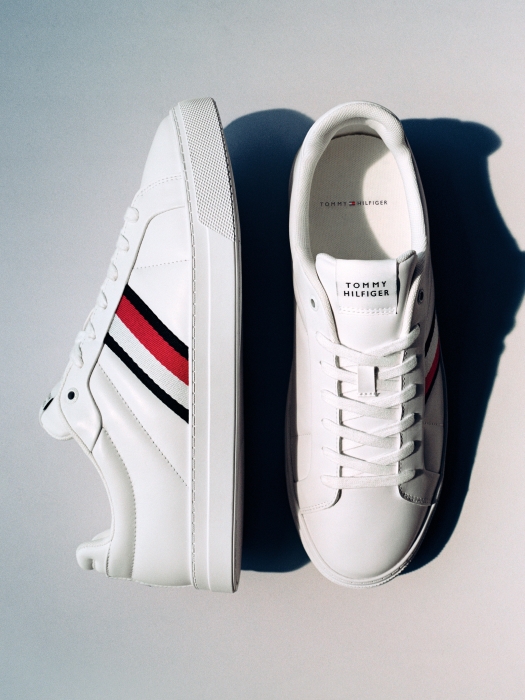 Lace-up Ledersneaker mit Logo | Schwarz | Tommy Hilfiger
