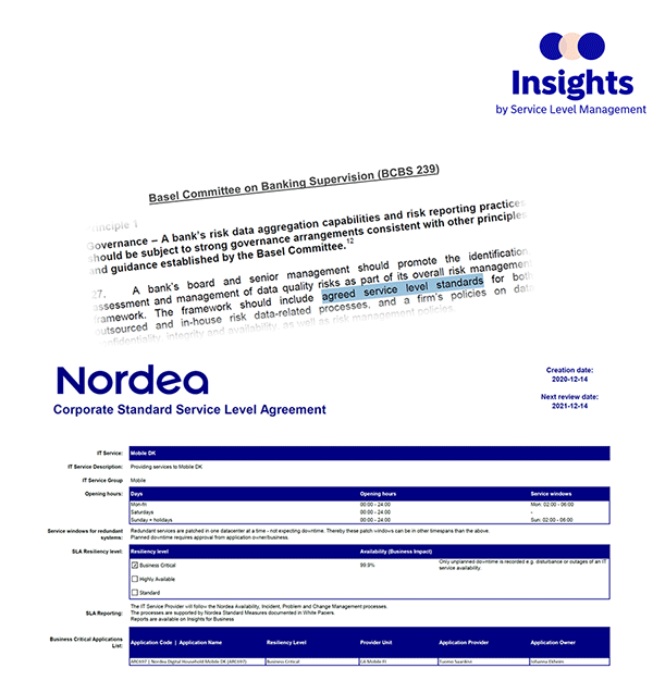 Nordea Bank Case Study - Figure 4.2 Example of a one-page SLA