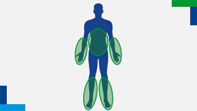 Areas affected by guttate or drop psoriasis