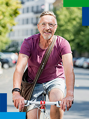 Stan, riding his bike