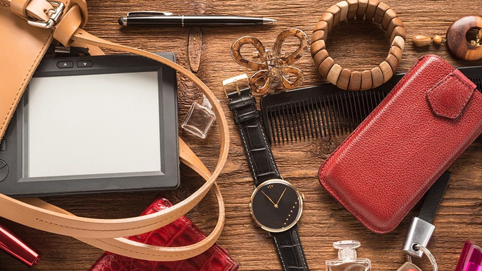Women's accessories on a table