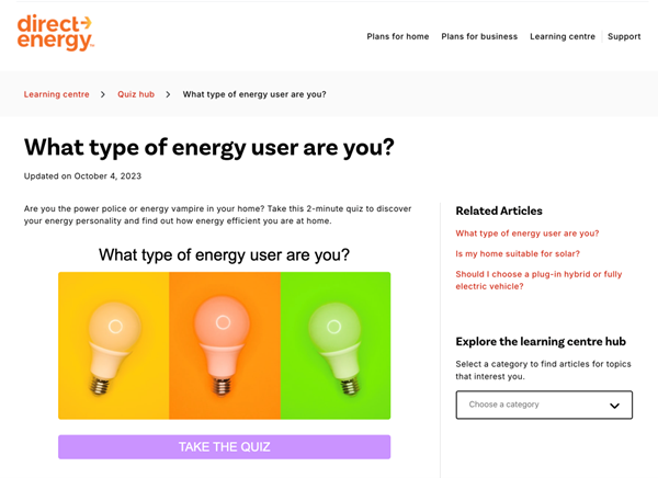 Direct Energy Canada asked customers, 