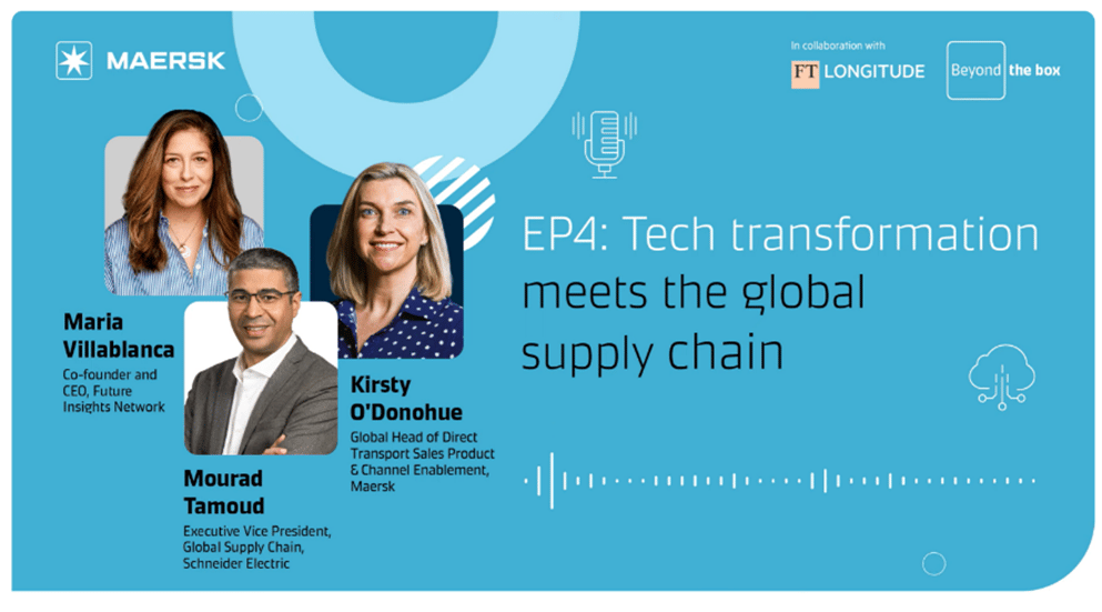 Maersk's podcast includes speakers outside of the Maersk family. That creates a more credible experience for viewers and allows the brand to further enhance its reputation as a valuable resource for industry information. Maersk's podcast includes speakers outside of the Maersk family. That creates a more credible experience for viewers and allows the brand to further enhance its reputation as a valuable resource for industry information.