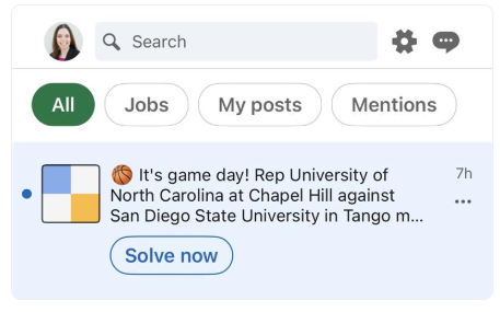 LinkedIn also uses a member’s profile to show leaderboards with results from their company and alma mater, adding another layer of friendly competition.