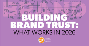 A diagram representing a brand trust strategy floats on a purple background above the words Building Brand Trust: What Works in 2026. A diagram representing a brand trust strategy floats on a purple background above the words Building Brand Trust: What Works in 2026.