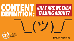 A shrugging emoji conveys confusion about content definition in marketing. A shrugging emoji conveys confusion about content definition in marketing.