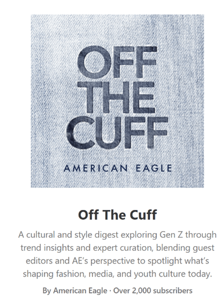 American Eagle Off The Cuff Substack newsletter. American Eagle Off The Cuff Substack newsletter.