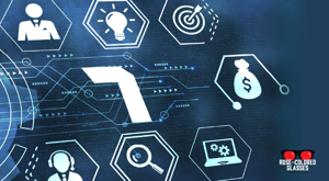 The number 7 against a dark blue background and surrounded by familiar web icons to represent seven laws for content marketing success. The number 7 against a dark blue background and surrounded by familiar web icons to represent seven laws for content marketing success.