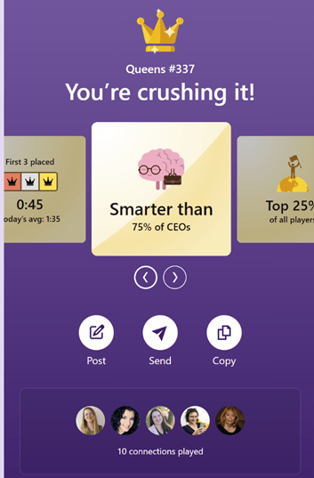 LinkedIn also displays comparisons to others with similar titles and makes it easy for users to post, send, or copy their results on their widget screen as shown in this screenshot. LinkedIn also displays comparisons to others with similar titles and makes it easy for users to post, send, or copy their results on their widget screen as shown in this screenshot.