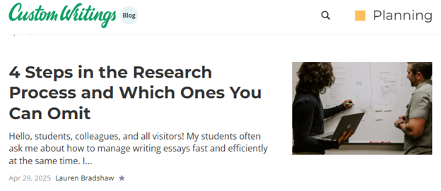 Lauren Bradshaw’s article: 4 Steps in the Research Process and Which Ones You Can Omit